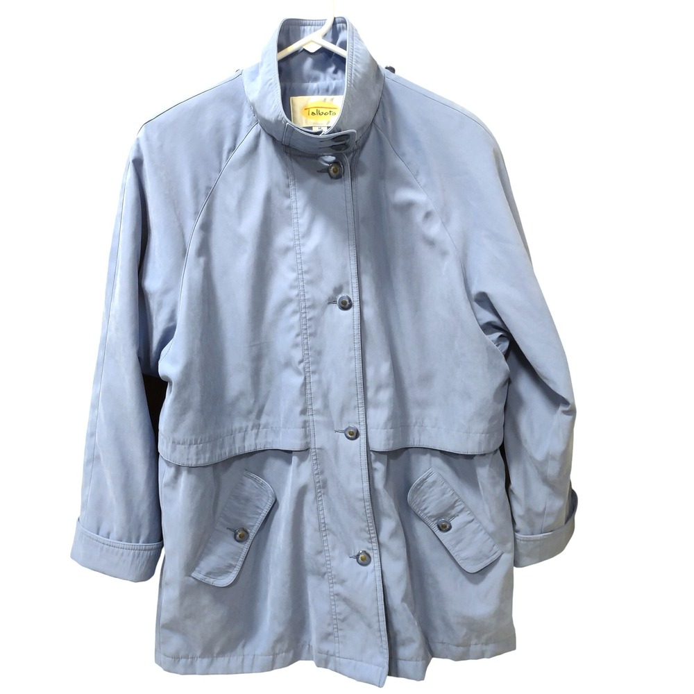 Talbots Women's Blue Lightweight Button Front Trench Style Jacket Size‎ M